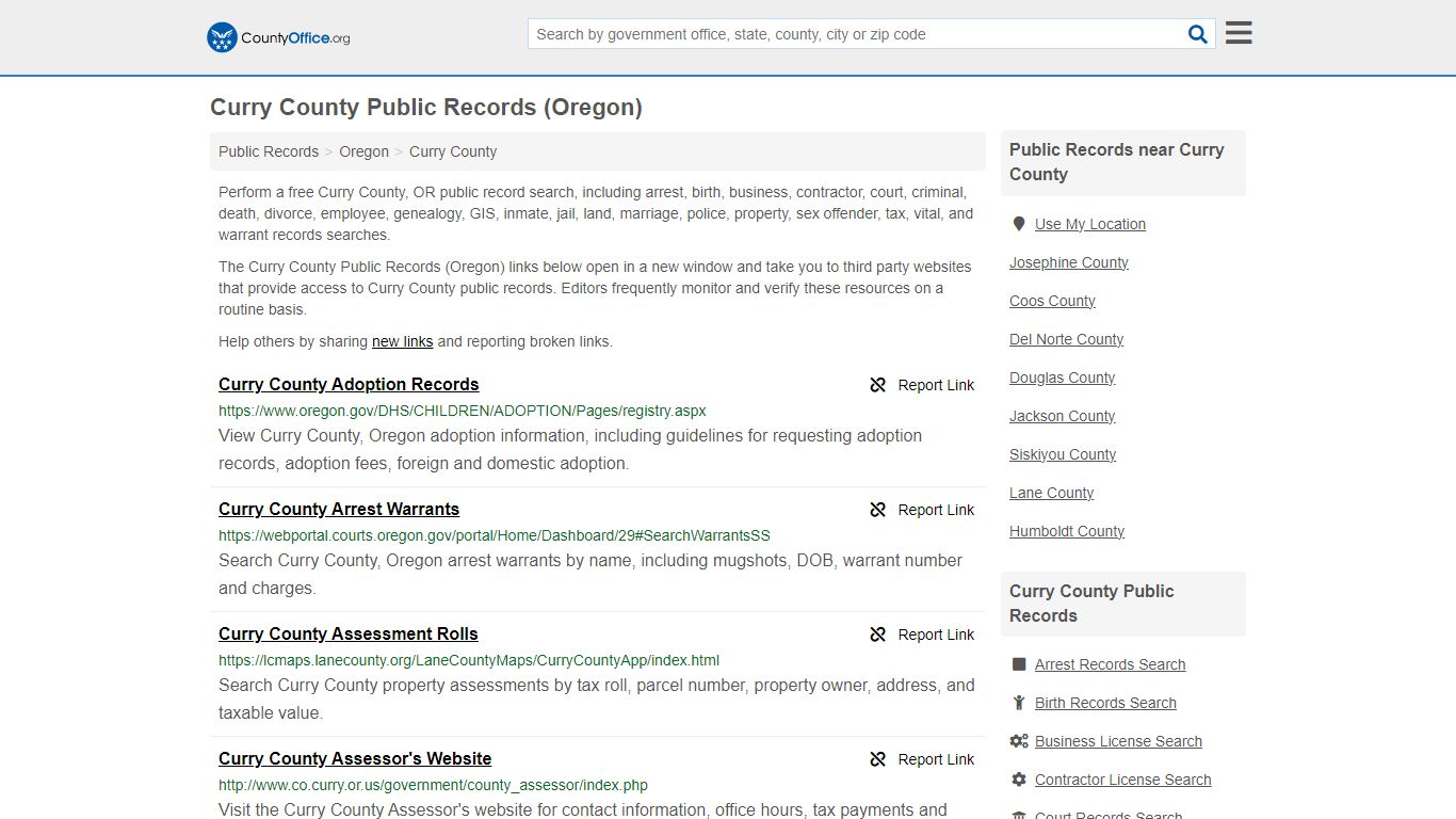 Public Records - Curry County, OR (Business, Criminal, GIS, Property ...