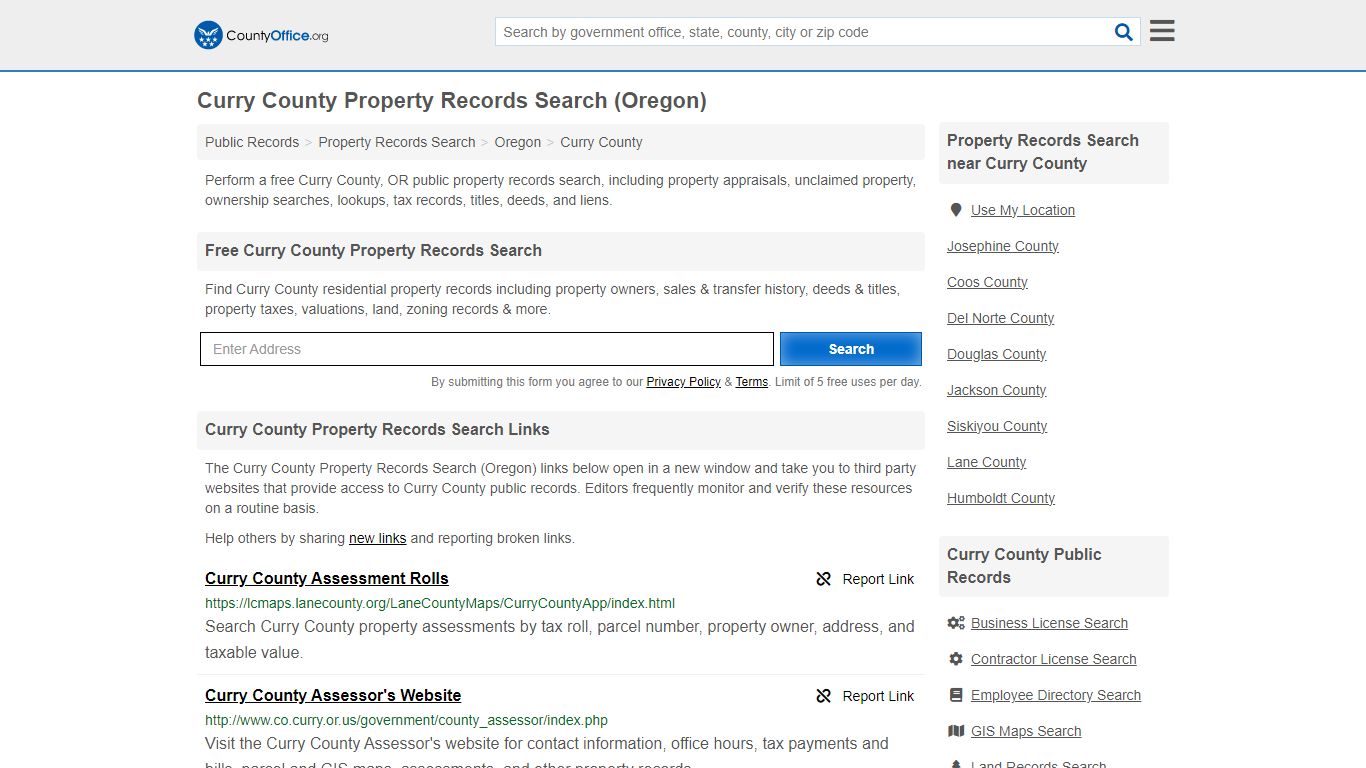 Curry County Property Records Search (Oregon) - County Office